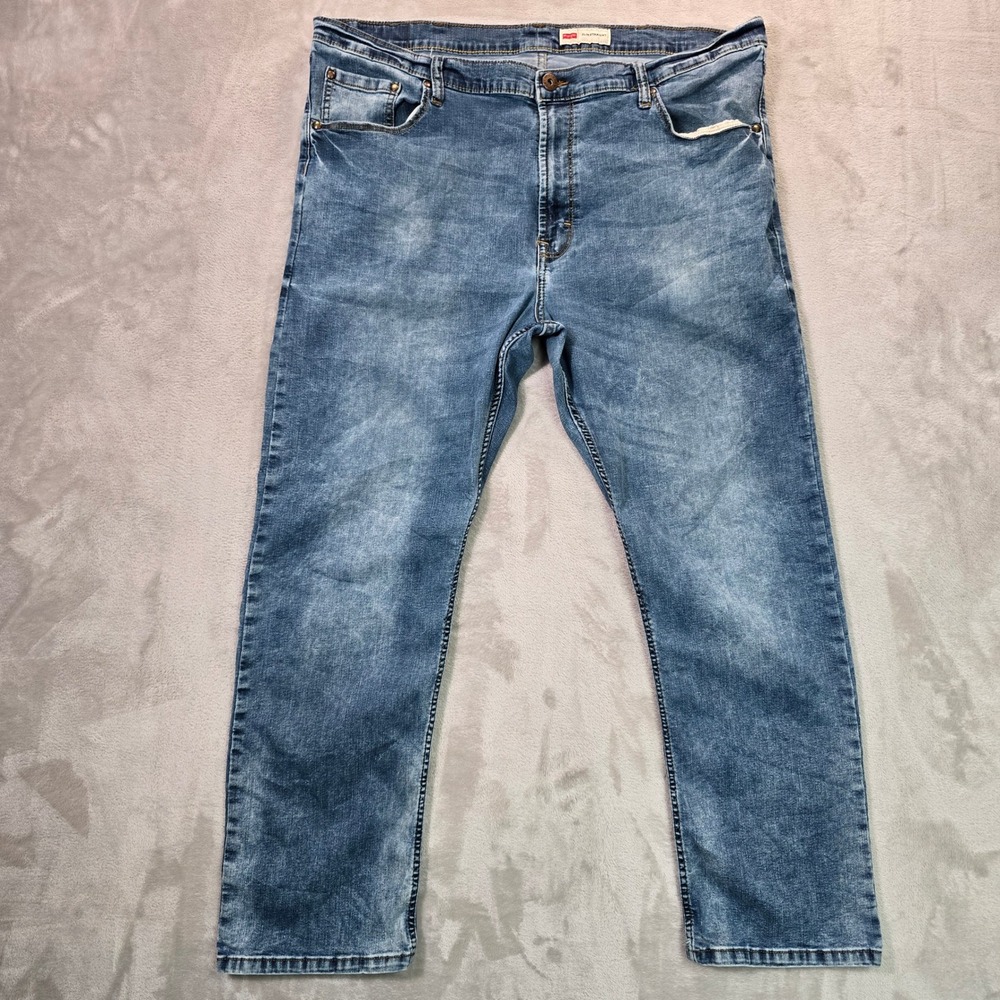 Wrangler Slim Straight Jeans Mens 42x30 Blue Denim Stretch 92FNWAR